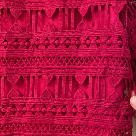 Junco Y Arena Dress Pink Embroidered Lace 3/4 Sleeves Fringe WM SZ 40 Medium 💖 - Picture 8 of 14